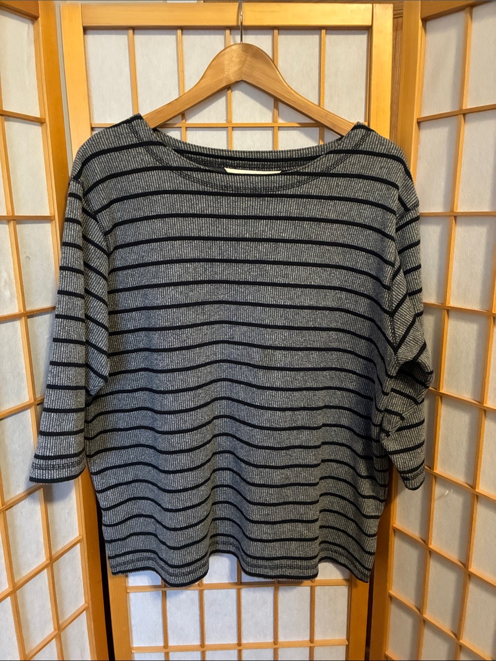 Bechamel Gray & Black Striped Knit Top